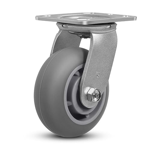 5" x 2" Thermoplastic Rubber Wheels (Crown Tread)-Heavy Duty Casters- 400 Lbs Per Casters- No Noise Plate Caster for Furniture Platform Trucks Workbench (1 Pack Swivel)