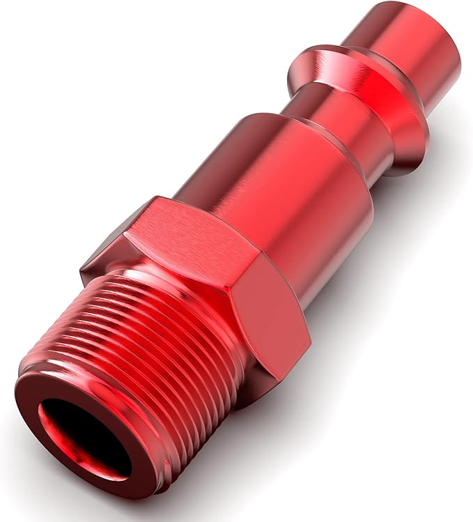 GASHER 20PCS 1/4-Inch NPT Male Red Aluminum Industrial Air Plug, Pneumatic Plugs 300PSI