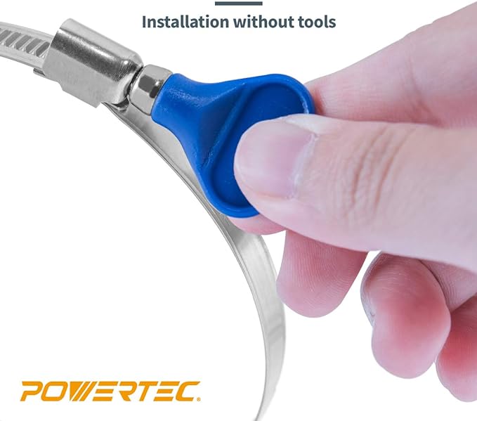 POWERTEC 70461 2-1/2 Inch & 4 Inch Key Hose Clamp assorment, Thumb Screw Key Adjustable Stainless Steel Hose Clamps for Dust Collector & Dryer Vent Hose, Pipe Clamp,RV Clamp, Worm Gear Clamp,10PK