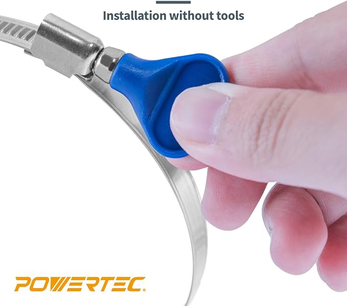 POWERTEC 70332-P2 3 Inch Key Hose Clamp, Thumb Screw Key Adjustable Stainless Steel Hose Clamps for Dust Collection, Dust Collector and Dryer Vent Hose, Pipe Clamp, RV Clamp, Worm Gear Clamp, 10 pack