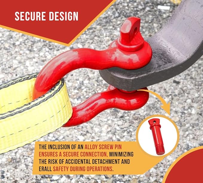 Mytee Products 2" Anchor Shackle Forged Carbon Steel w/Alloy Screw Pin Load Limit # 35 Tons (70,000 lbs) | Double Rust Protection Heavy Duty D Ring Shackle for Towing, Rigging & Vehicle Recovery