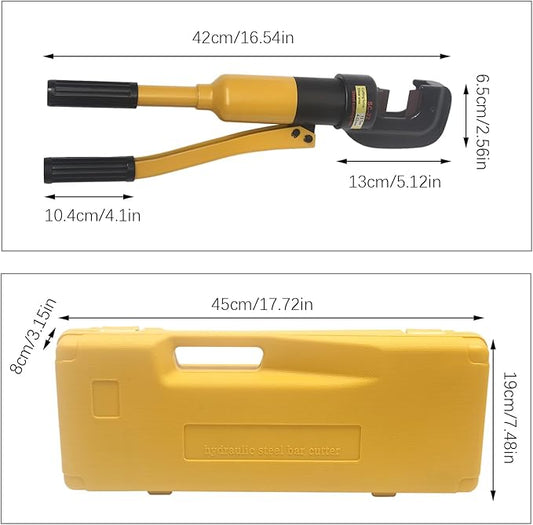 8 Ton 4-16mm Hydraulic Rebar Cutter&Benders Professional Handheld Hydraulic Rebar Cutter w/Box Steel Bolt Chain Cutting Tool for Roll Cages Can Cut Screw Thread Steel (Shear Area Max: 16mm/0.63in)