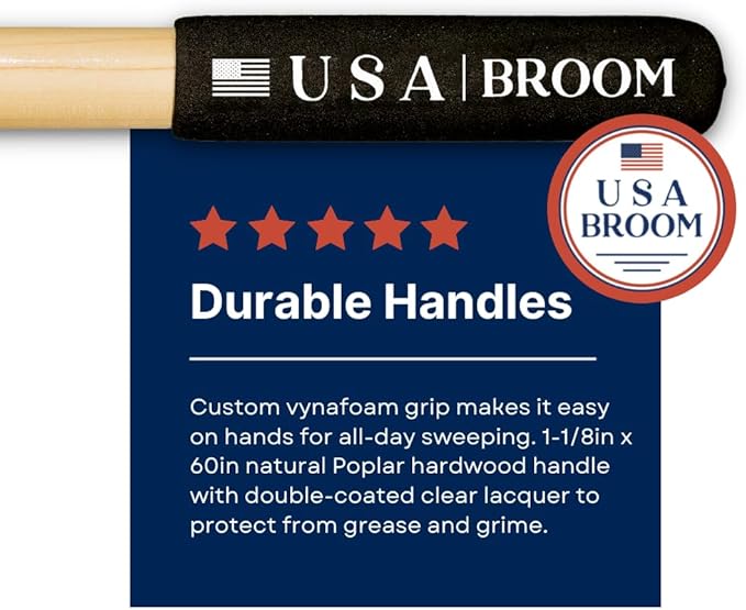 4 Pack Bundle - 36" Heavy Duty Outdoor Push Broom with 60" Handle. Ideal for Asphalt, Concrete & Heavy Debris. Durable American Made Steel Brackets-Stainless Steel Hardware. No Plastic. 100% USA Made.