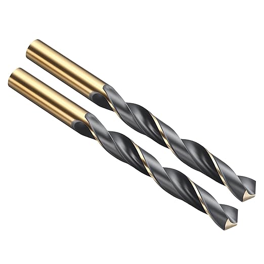 PATIKIL 13mm Drill Bit, Jobber Straight Shank 4341 High-Speed Steel 118째 Black and Gold Finish for Medium-Hard Metal Steel Acrylic - 2 Pack