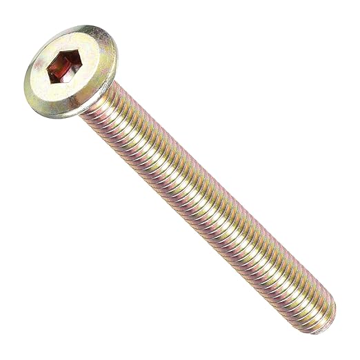 METALLIXITY Flat Head Hex Socket Cap Screws Bolts(M6-1x55) 10Pcs, Steel Hex Socket Furniture Bolts Screws - for Furniture Woodworking Project, Yellow