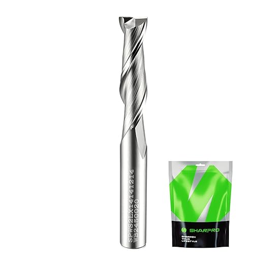 Spiral Upcut Router Bit 1/4 Inch Shank 1/4 Inch Cutting Dia. 1'' CL. Extra Long 2-1/4'' OVL. Solid Carbide Up Cut 1/4 CNC Router Bits, Ideal for Wood Inlay, Plunge Plastic