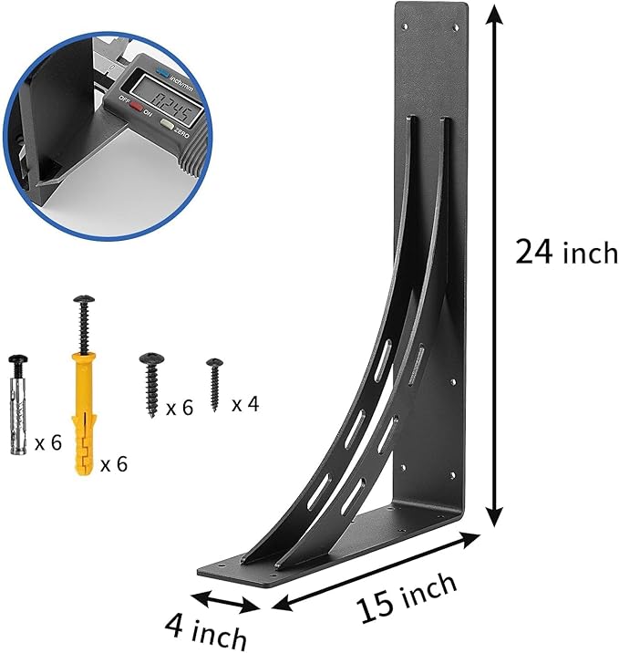 24 inch x 15 inch Heavy Duty Shelf Brackets , Metal Mantel Brackets (Set of 2) Fireplace Mantel Brackets - Countertop Support , Max Load 1100 Lbs (24 ?쇺?x 15 ?쇺?