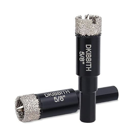DKIBBITH 5/8" Diamond Hole-Saw Bits with Pilot Drill Bit - 2 Pack 5/8" Diamond Tipped Tile Hole Saws with Guiding Bit for Porcelain Tile Ceramic Pottery Granite Stone Glass Bottles 16mm.