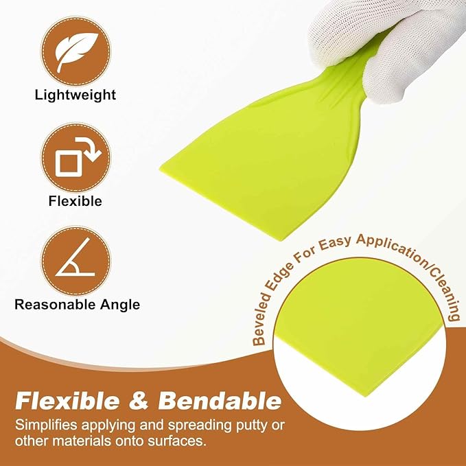 HARFINGTON 5pcs Putty Knife Scraper 3" Width Flexible Plastic Putty Knife Paint Scraper Tool for Taping Drywall Spreading Painting Wall Scratching Yellow