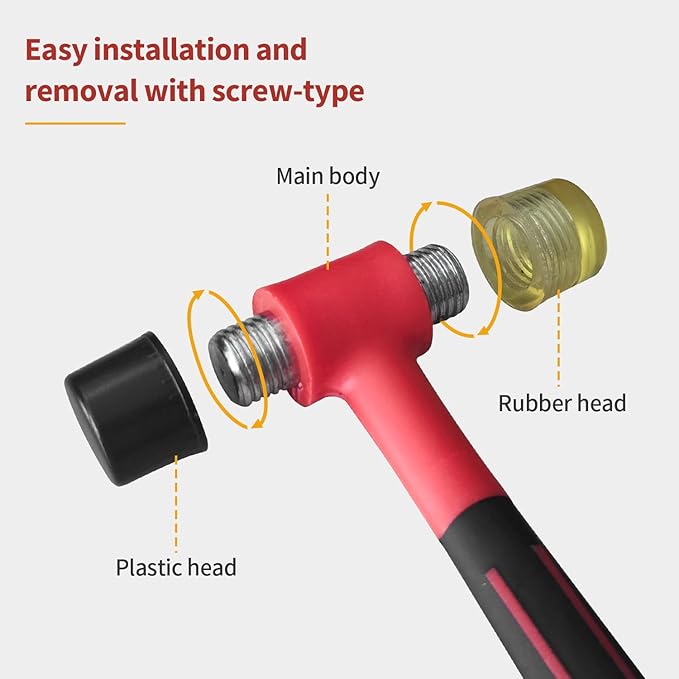 Rubber Mallet, Rubber Mallets Hammer, Double-Face Hammers, Small Rubbers Mallet, Rubberes Hammer for Vinyl Flooring, Tile, Crafts, Jewelry Making