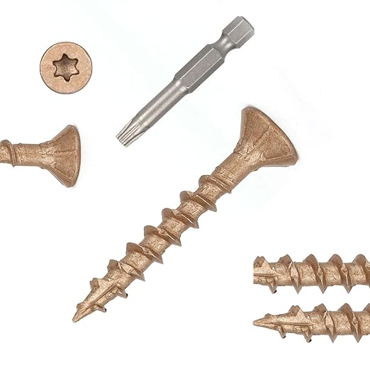 Wood Screws #8 x 1-1/4?쇺? T25 Star Torx Drive Flat Head Deck Screws, Brown, 194Pcs (1lb)