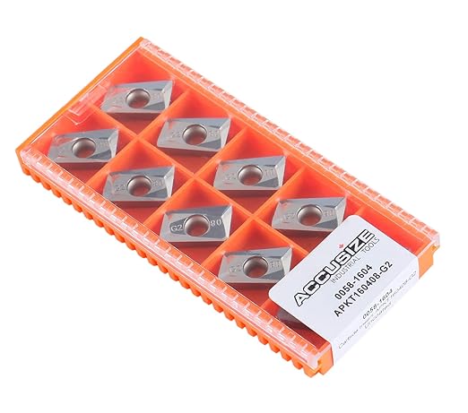 Accusize Industrial Tools Apkt160408-Lh Carbide Inserts for Machining Aluminum, 10 Pcs, 0058-1604x10