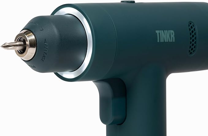TINKR Cordless Brushless Drill 12V ??Dual Speed 30 Torque Settings, LED Display & Type-C Charging, 2000mAh Li-Ion Battery, Compact Power Drill with Soft Grip & Carry Bag (Green)