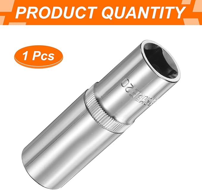 HARFINGTON E-Torx Socket 1/2" Drive E20 Star Female Socket 3.1" Length External Torx Deep Sleeve Chrome Plating 6 Point Spline Sleeve for Auto Repairs Home Maintenance