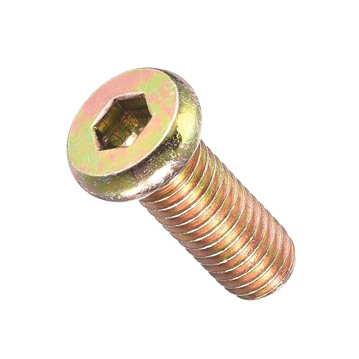 METALLIXITY Flat Head Hex Socket Cap Screws Bolts(M8-1.25x20) 5Pcs, Steel Hex Socket Furniture Bolts Screws - for Furniture Woodworking Project, Yellow