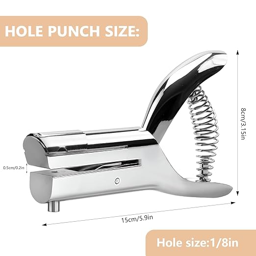 1/8 inch Hole Punch,Single Heavy Duty Hole Punches Paper Punch Portable Hand Held Long Hole Punch Small Hole Puncher Single for Tags Paper Cards Plastic Cardboard (1/8''-3MM Hole)