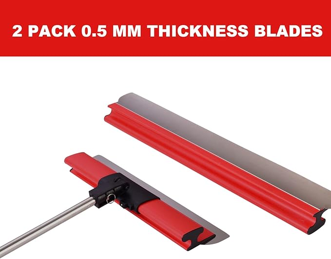BHTOP Drywall Tools Skimming Blade with Extension Handle - 12", 20" & 32" Blades with 2 Pack 0.3 mm Blades, Construction Tools End Caps, Wall-Board with Outer Box in Red