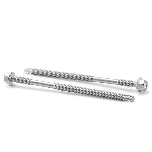 #12 x 4 Sheet Metal Screws 100PCS 410 Stainless Steel Hex Washer Head Fast Self Tapping Screws by SG TZH