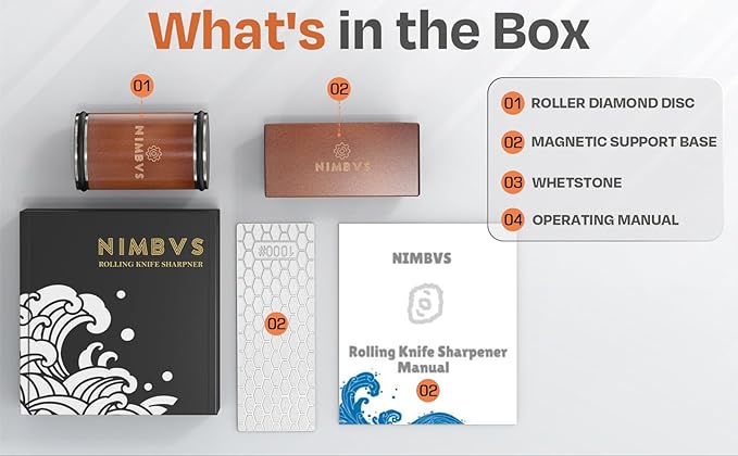 Rolling Knife Sharpener Kit with Diamond & Ceramic Sharpening System ??1000# Grit Whetstone, 15째 & 20째 Magnetic Angles, Non-Slip Base, Professional Sharpening Kit for Kitchen & All Blade Types