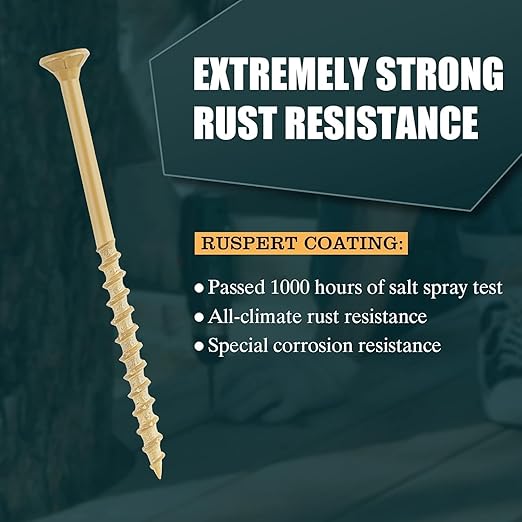 WELLOCKS Deck Screws, Wood Screws, Tan, Superior Rust Resistant, Epoxy Coated, Above 1000 Hour Salt Spray Coating T25 Torx Star Bit Included for Outdoor Wood Fence (Trial Size 0.44LBS, #8횞1-1/2")