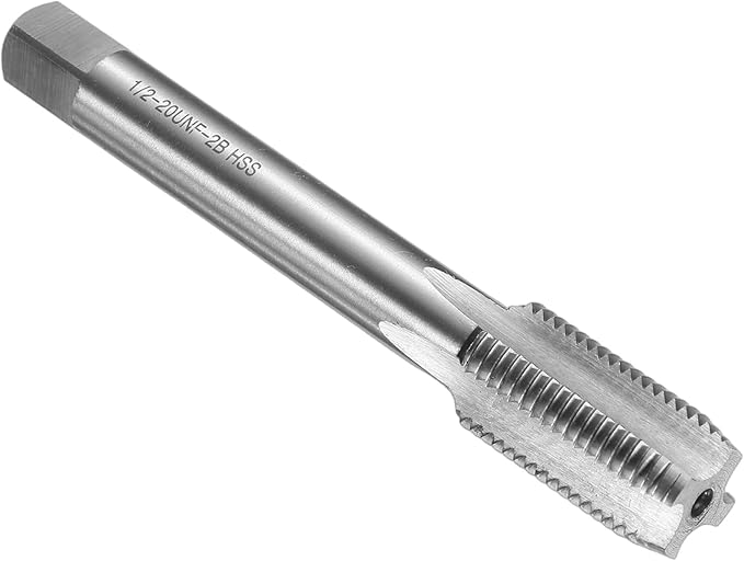 uxcell Hand Bottom Tap 1/2-20 UNF 2B Thread Bottoming Style Threading Taps High Speed Steel HSS6542 Straight Flutes Screw Tapping Tool