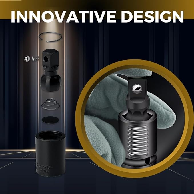 Universal Joint-Socket, Impact Swivel Socket Set, 4-Piece, 1/4-Inch, 3/8-Inch, 1/2-Inch竊?/4-Inch Drive Set.