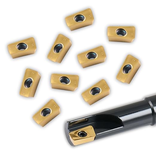 Accusize Industrial Tools 1/2" 90째 Square Shoulder Indexable End Mill w/ 10 add'l APKT11T308 Inserts, 1/2" Shank, 3-1/4" OAL, 0.433" ap, 1 Flute, APKT11T308, Carbide Insert, 0056-0914+0056-1130