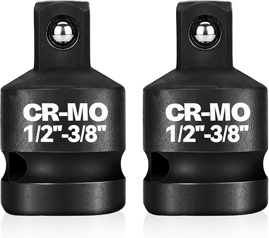 1/2" Female to 3/8" Male Impact Socket Adapter Reducer Set, 2 Pcs Chrome Molybdenum Steel Driver Conversion Adapters, for Sockets and Impact Wrench