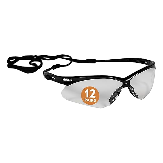 KleenGuard??V30 Nemesis??Safety Glasses (25676), Clear Lenses, Black Frame, Unisex Eyewear for Men and Women (12 Pairs/Case)