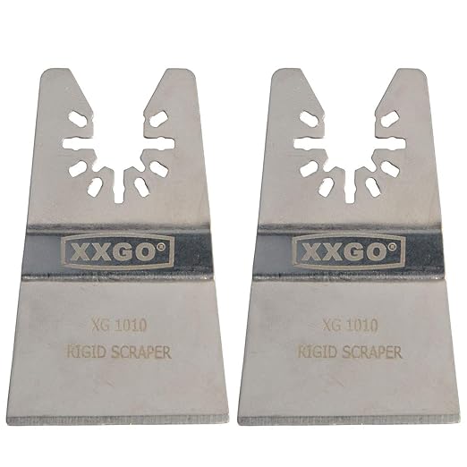 XXGO 2 Pcs Universal 2??Rigid Oscillating Tool Scraper Blades Compatible with Bosch Chicago Craftsman Dewalt Dremel Fein Harbor Freight Makita Milwaukee Porter Cable Ridgid Ryobi Rockwell XG1002