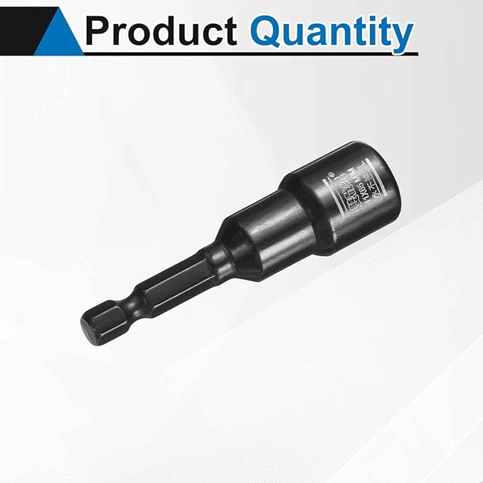 HARFINGTON Nut Driver Drill Bit 11mm Metric Socket 1/4" Hex Shank 2.6" (65mm) Long Magnetic 6-Point Sockets Quick Change CR-V Steel Bolt Setters for Power Drill Drivers