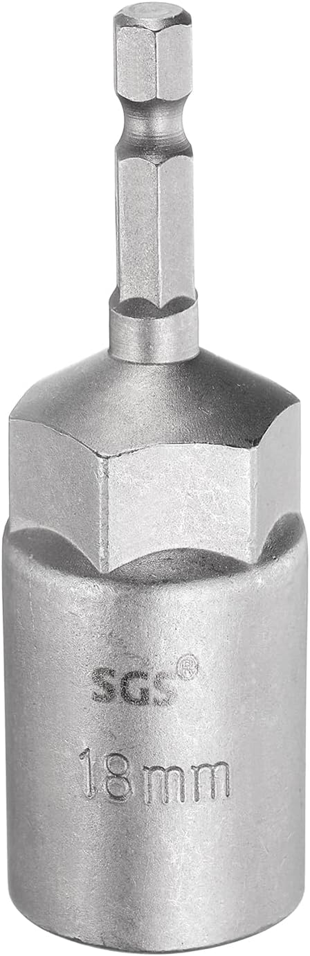 HARFINGTON Nut Driver Drill Bit 18mm Metric Socket 1/4" Hex Shank 3.15" (80mm) Long 6-Point Sockets Quick Change CR-V Steel Bolt Setters for Power Drill Drivers