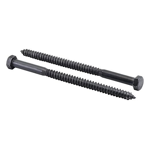 1/2" x 8?? 12-Piece Black Lag Bolt, Rustproof 4-Layer Ceramic BLAKOTE, 2X Protection of Galvanized Lag Screws, for Decks Pergolas by Makers Bolt
