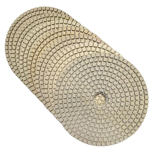 5" Wet Diamond Polishing Pads Set (50, 100, 200, 400, 800, 1500, 3000 Grit) - White Resin for Granite, Marble, Quartz, Engineered Stone