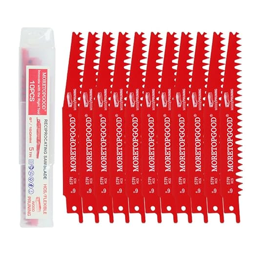 10pcs Wood Pruning Reciprocating Saw Blades, 6 Inch 5TPI Saw Blades for Trees Wood Cutting, Wood Saw Blades