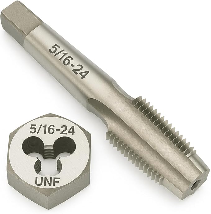 Yamesh 5/16"-24 Thread Tap and Die Set HSS Tap with GCr15 Alloy Steel Hex Die Right Hand Thread Repair Tool for Metalworking and Machinery