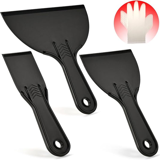 Plastic Putty Knife Set ??3 Pack 2" 4" 6" Flexible Scrapers ??Spackle Knives & Paint Scraper Tools for Drywall Repair, Painting, Patching, Caulking, with 3 Pairs of Gloves