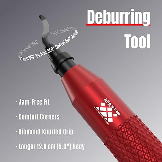 AFA Tooling - Deburring Tool with 11 High Speed Steel Swivel Blades - Works on Metal, Resin, PVC Pipes, Copper, Plastic and 3D Printed Edges - Plumbing & 3D Printing Burr Removal Reamer Tool