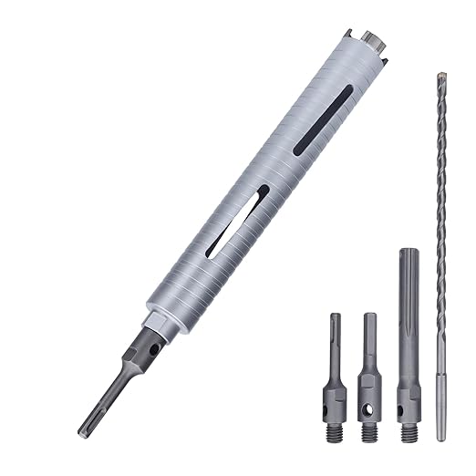 1-5/8 inch Diamond Dry Core Drill Bit, 10" Drilling Depth, 5/8"-11 Thread Core Drill Bit for Concrete Masonry Brick Block, Includes 3 Adapters SDS Plus, SDS Max and Hex (1-5/8 inch)
