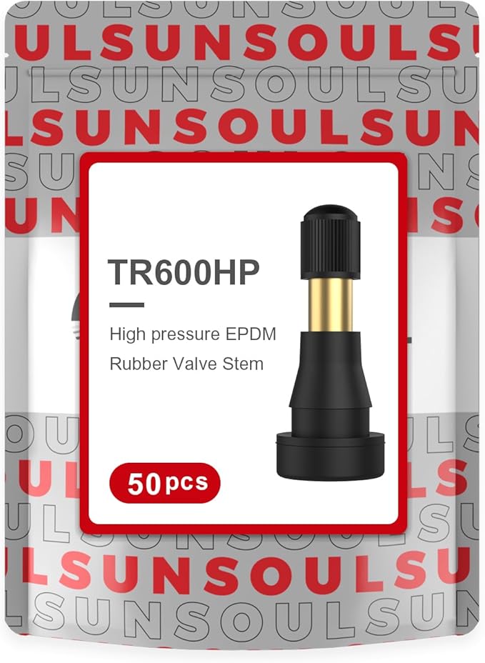 SUNSOUL TR600HP High Pressure Brass Stem EPDM Rubber Snap-in Tire Valves, Fit for 0.453 inch 11.5mm Rim Holes and for Most of Pick-up, Heavy-Duty Vehicles, Pack of 50pcs Valves