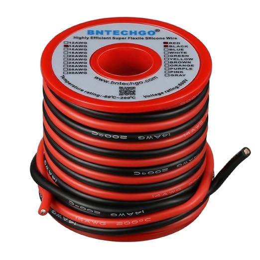 BNTECHGO 14 Gauge Silicone Wire Spool 20ft Red and 20ft Black Flexible 14 AWG Stranded Tinned Copper Wire