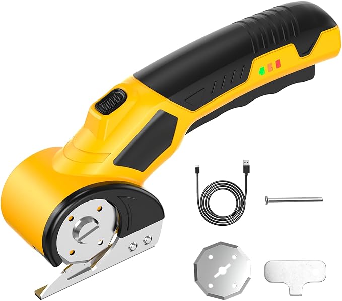 Electric Cardboard Cutter, Electric Box Cutter with 4V 2000mAh Rechargeable Battery, 0.23inch Cutting Thickness for Cardboard, Boxes & Crafting, with Extra Blade