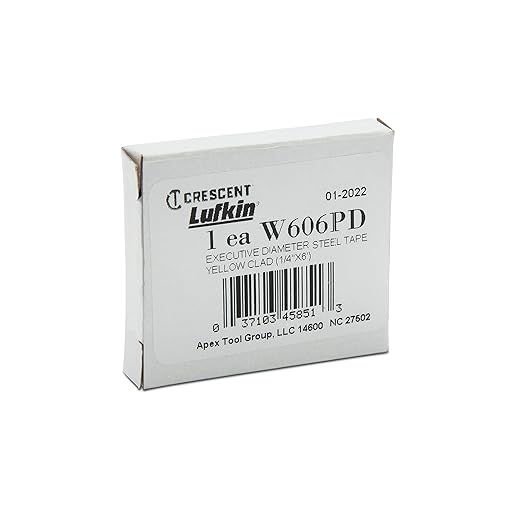 Crescent Lufkin 1/4" x 6' Executive짰 Diameter Yellow Clad A19 Blade Pocket Tape Measure - W606PD