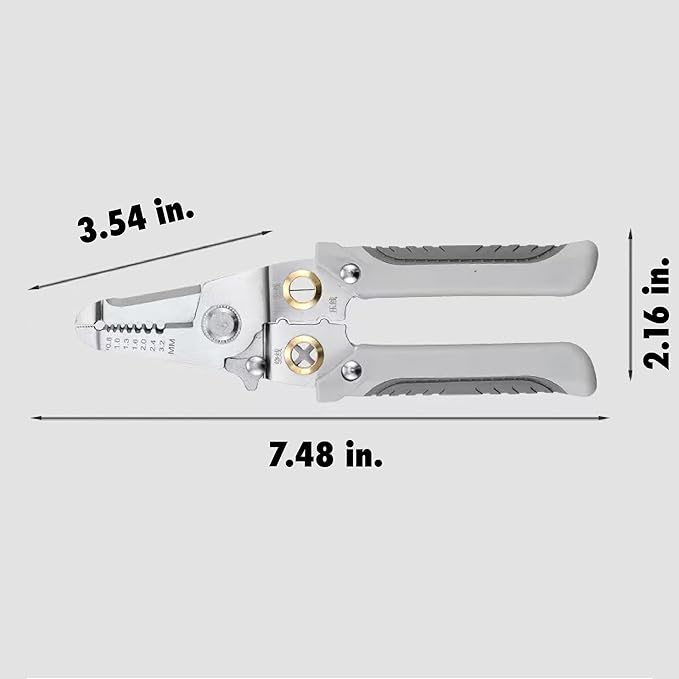 Electrician's Multi-Function Wire Stripper Tool, 6-in-1 Multi-Function Wire Stripper, Ergonomic Handle Design, Ideal for Home Renovation and Automotive Use (B-With measuring edge)
