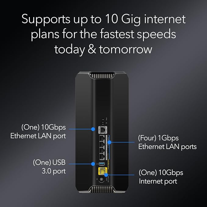 NETGEAR Nighthawk Tri-Band WiFi 7 Router (RS700S) - Router Only- BE19000 Wireless Speed (up to 19 Gbps) ??10 Gig Internet Port - Covers up to 3,500 sq. ft. ??1-Year Armor & Free Expert Help
