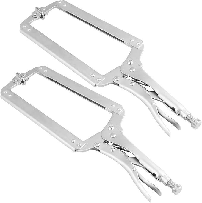 4 Pack 18 Inch C Clamp Locking Pliers,Locking C Clamp, Adjustable Nickel Plated C Pliers For Wood Working, Welding, Electrician Maintenance and more, by GENHAKON
