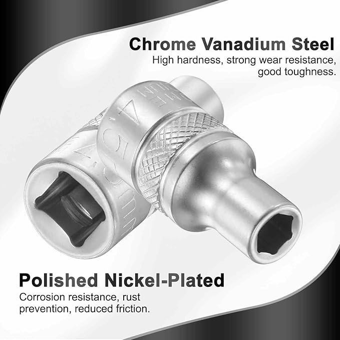 HARFINGTON 6 Points Deep Socket 1/4" Drive 4.5mm Deep Metric CR-V Steel Polished Nickel Plating Flip Sleeve 25mm / 1" Extra Long Socket Tool for Home Auto Nuts Bolts Repair