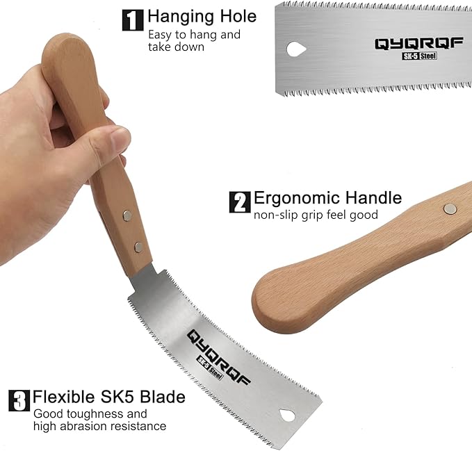 Mini Hand Saw, 6 Inch Japanese Pull Saw with Double Edges 15/17 TPI Flush Cut Saw for Woodworking DIY Projects (style A)