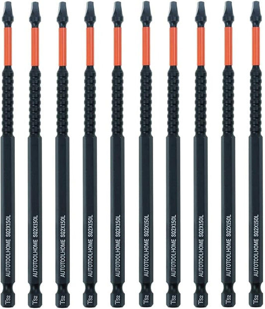 AUTOTOOLHOME 10 Pack #2 Square Driver Bit 6 inch Long Square Impact Drill Bit for Pocket Hole Jig System SQ2 Bits