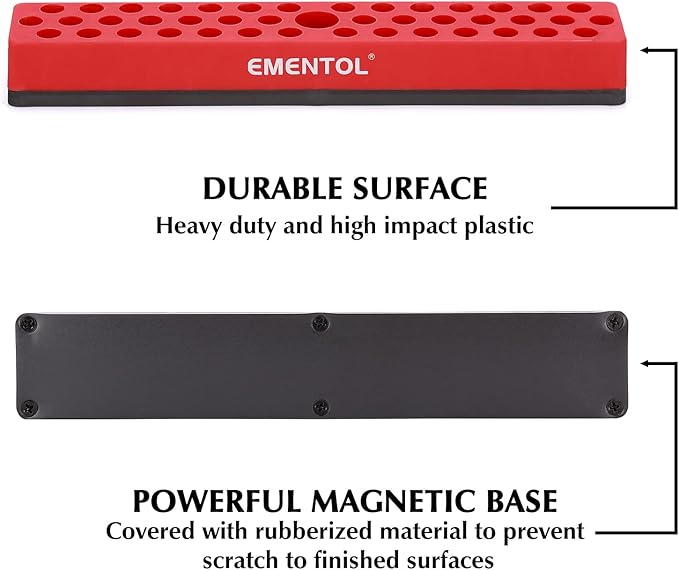 EMENTOL 2PCS 1/4" Magnetic Bits Holder Set - Red and Orange, 86PCS Hole, Bit Organizer with Strong Magnetic, Magnetic Bits Organizer, 2 Pieces